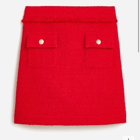 NWT J Crew Patch Pocket mini skirt in maritime tweed (red) - Picture 3 of 4